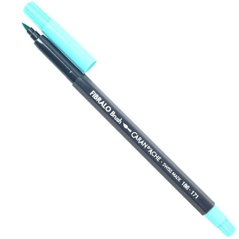 Caneta Caran D´Ache Aquarelável Fibralo Brush Azul Claro 171