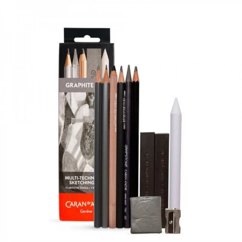 Estojo Carand'Ache Multi Tecnicas Sketching Set Com 11 Pecas