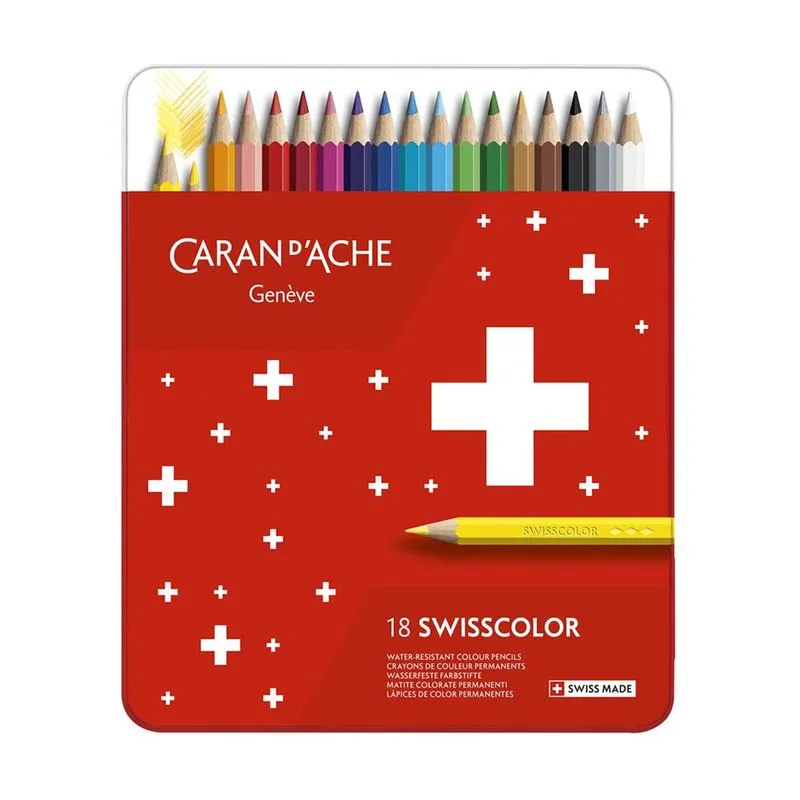 Lápis de Cor Caran D'ache Swisscolor Permanente 18 Cores