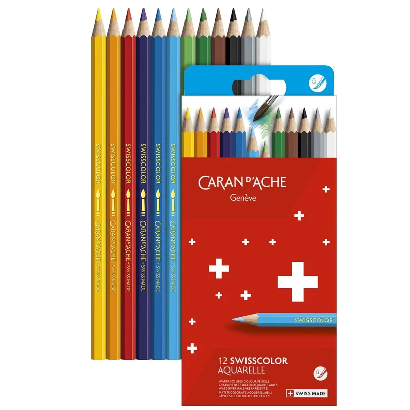 Lápis Aquarelável Swisscolor Caran D'Ache 12 Cores Cardboard