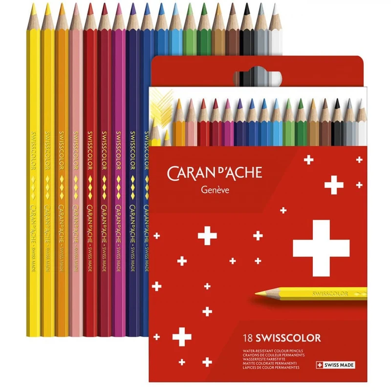 Lápis de Cor Permanente Swisscolor Caran D'Ache 18 Cores