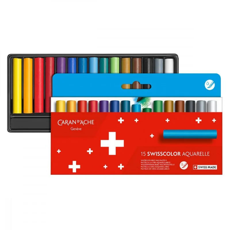 Pastel Oleoso Aquarelle Caran D Ache Swisscolor 15 Cores