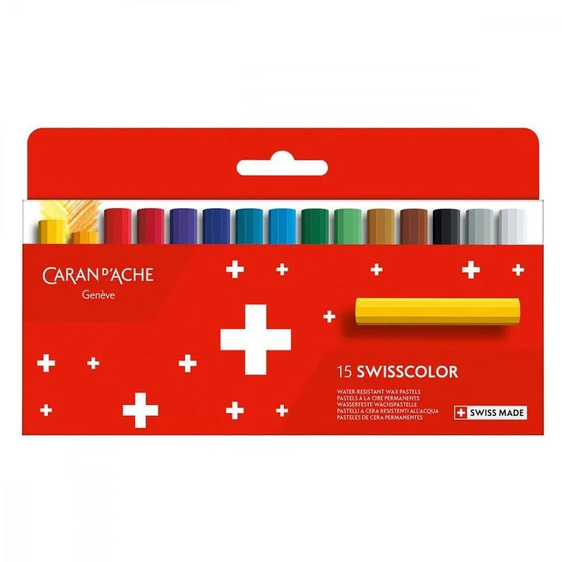 Pastel Oleoso Permanente Caran D Ache Swisscolor 15 Cores