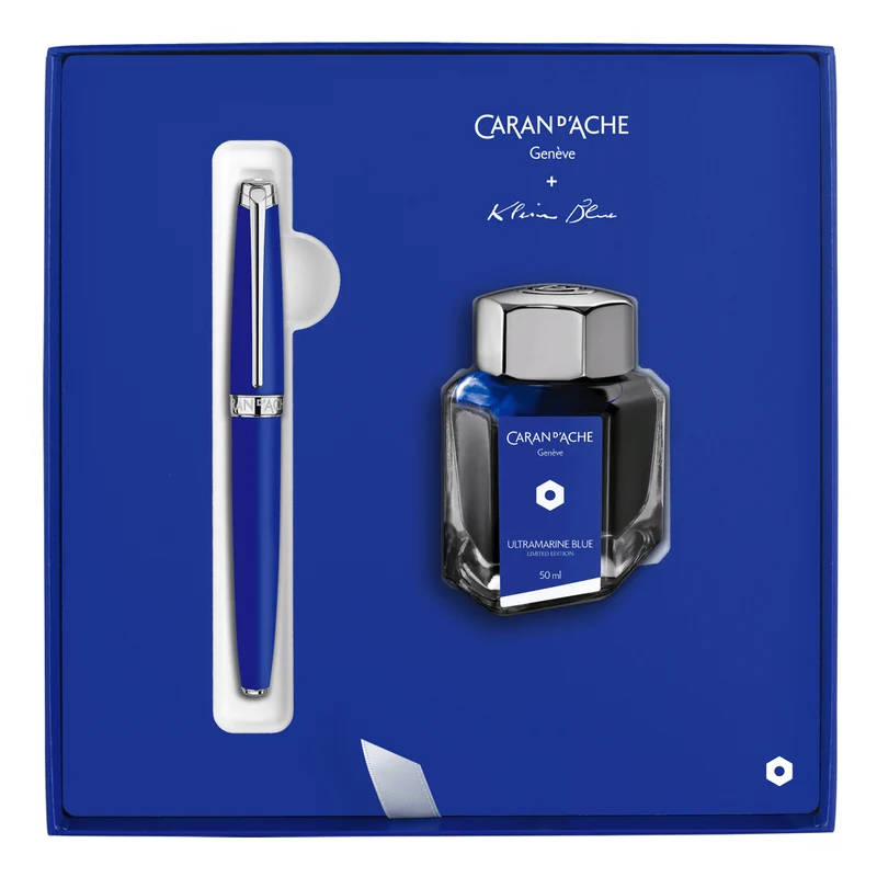 Caneta Tinteiro Caran d'Ache Klein Blue + Tinta 50ml Edição Limitada
