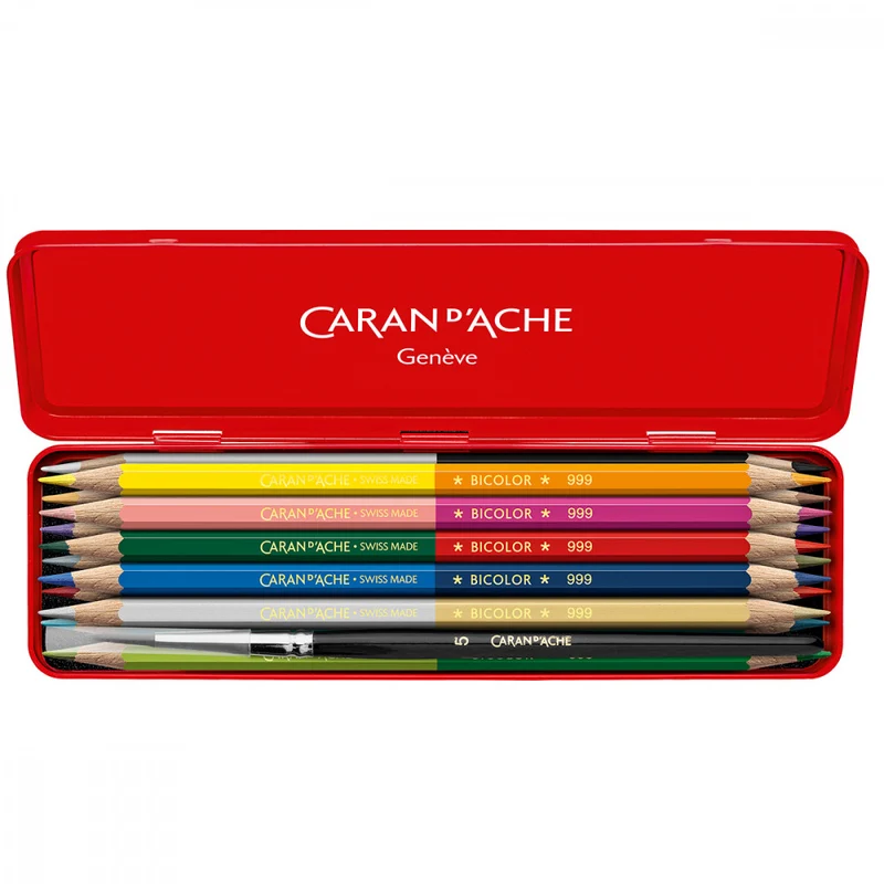 Lápis Aquarelado Caran D'Ache Prismalo Bicolor 24 Cores