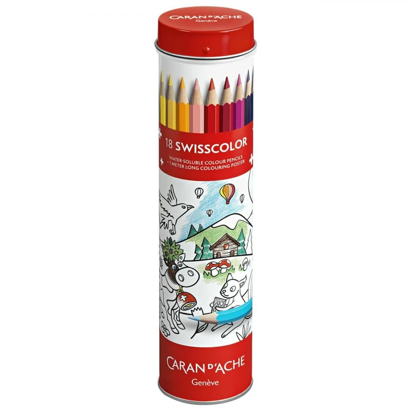 Lápis Aquarelável Swisscolor Caran D'Ache 18 Cores Edição Limitada