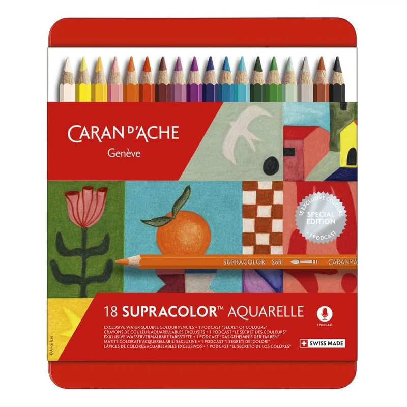 Lápis Aquarelável Supracolor Caran D'Ache 18 Cores Edição Limitada