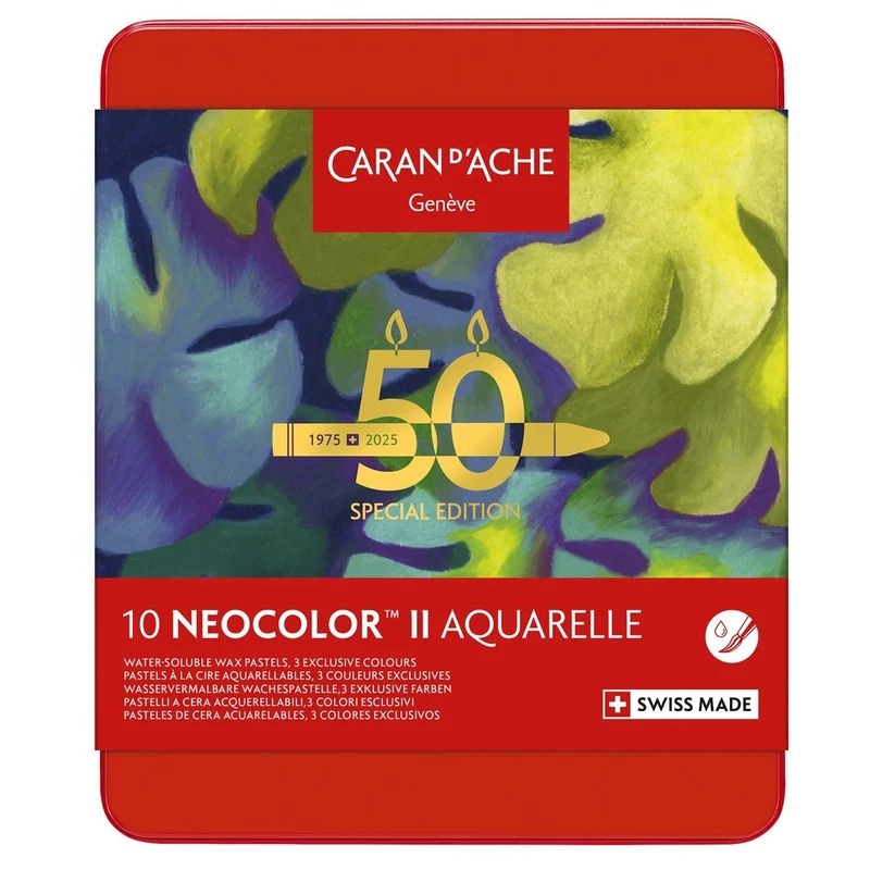 Giz Aquarelável Neocolor II Caran d’ Ache 10 Cores Edição 50 Anos Lush