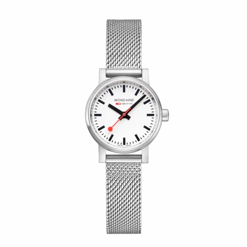 Mondaine Evo 2 Ladies Watch with White Dial and Silver Milanese Strap MSE.26110.SM