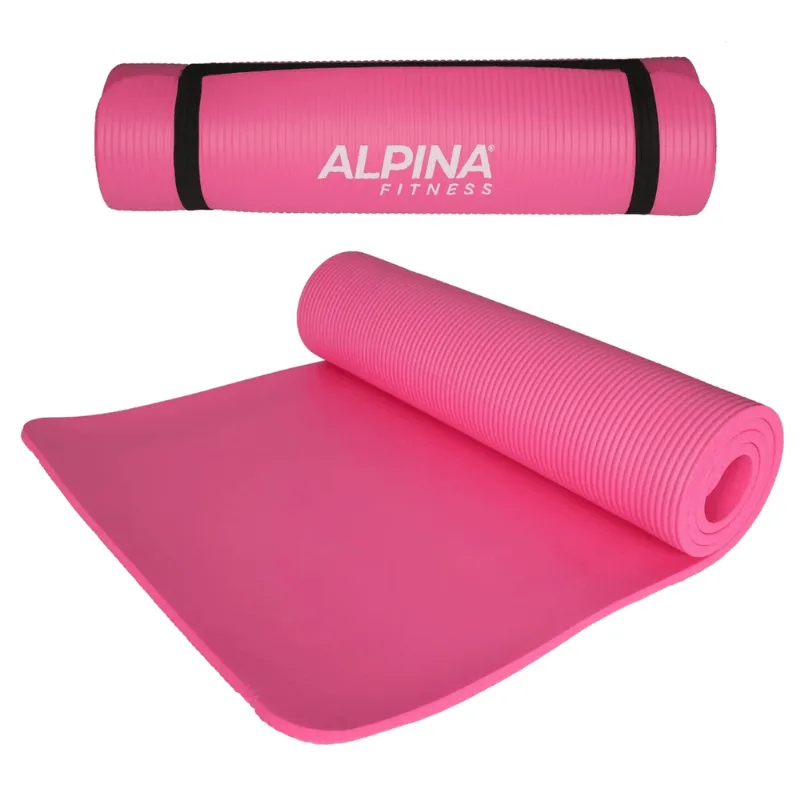 Mat Yoga 10 Mm Colchoneta Pilates Caucho Bolso Alpina 183x61 Cm Rosa