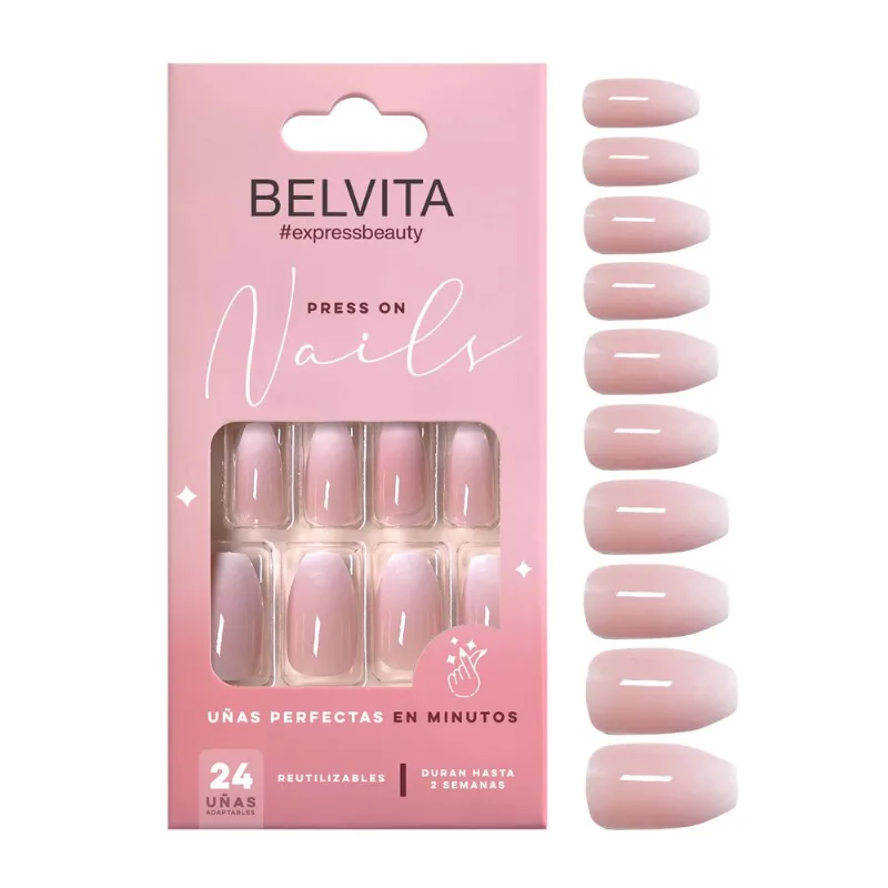 Kit Uñas Postizas Press On y Stickers Coffin Baby Boomer