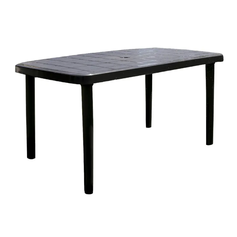 Mesa Terraza Rectangular Negro Polipropileno 135x80x75 Cm Nr