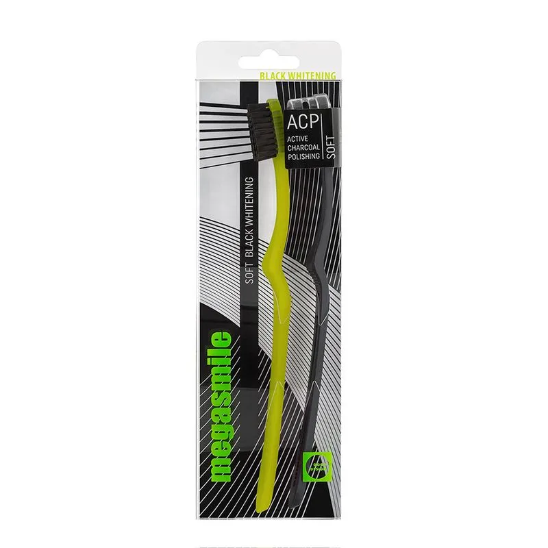 Escova de Dentes Megasmile - Soft Black Whitening Seleção Brasileira Kit