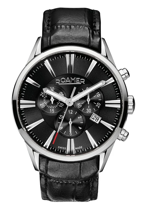 Roamer Superior Men's Watch Black Dial Black Leather Strap 508837 41 55 05
