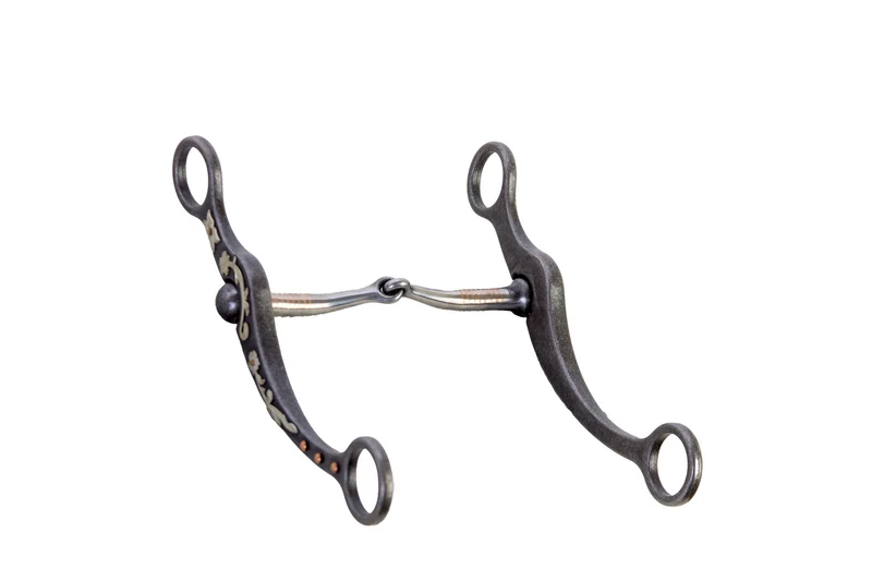 Snaffle with Floral Trim Aged Steel / 5-1/8"