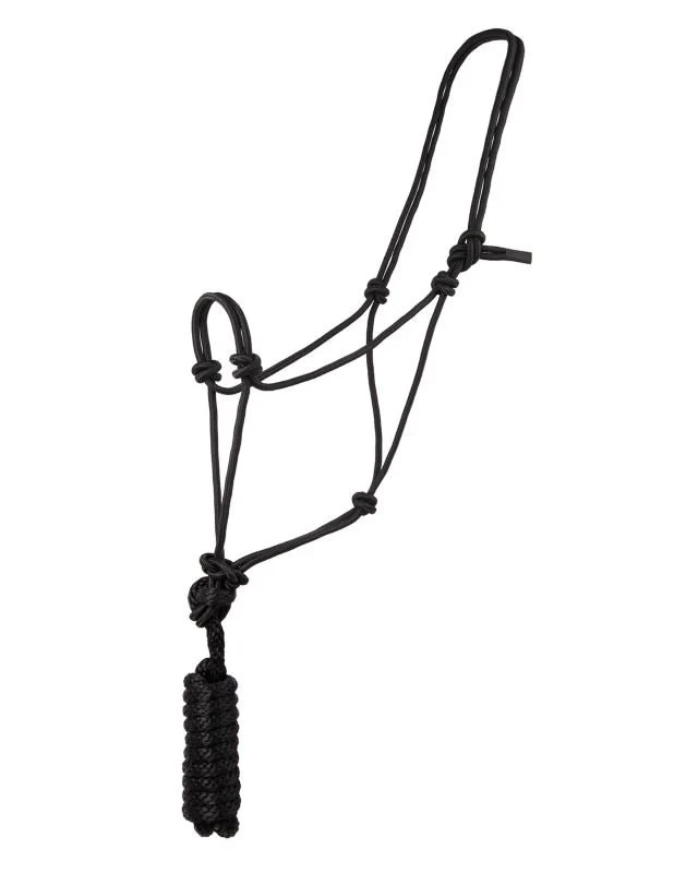 Basic Poly Rope Halter with Lead Black / 5/16"