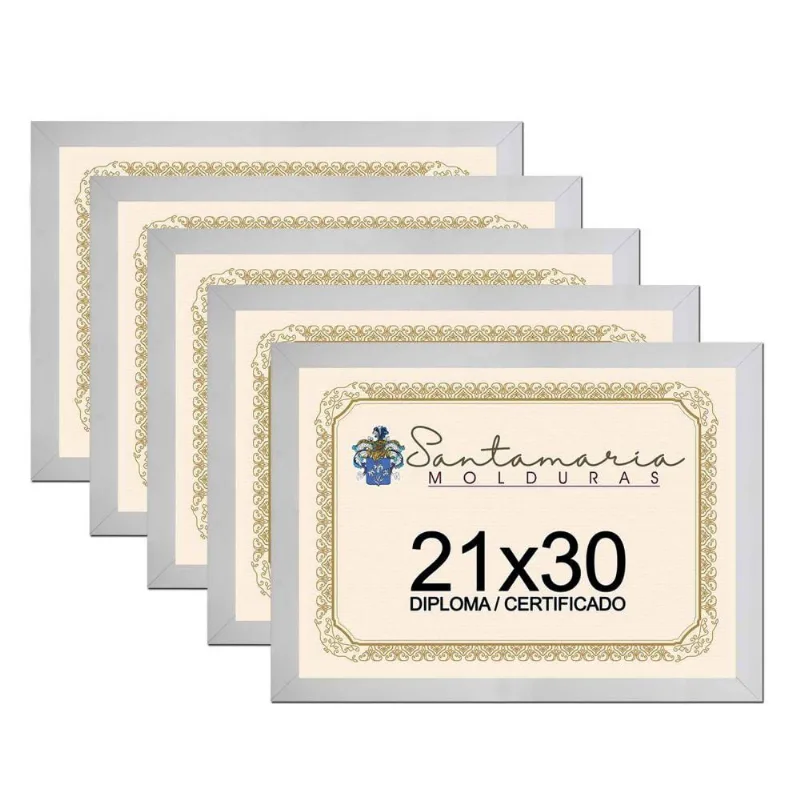 Kit 5 Molduras Porta Diploma Certificado 21x30 Branco