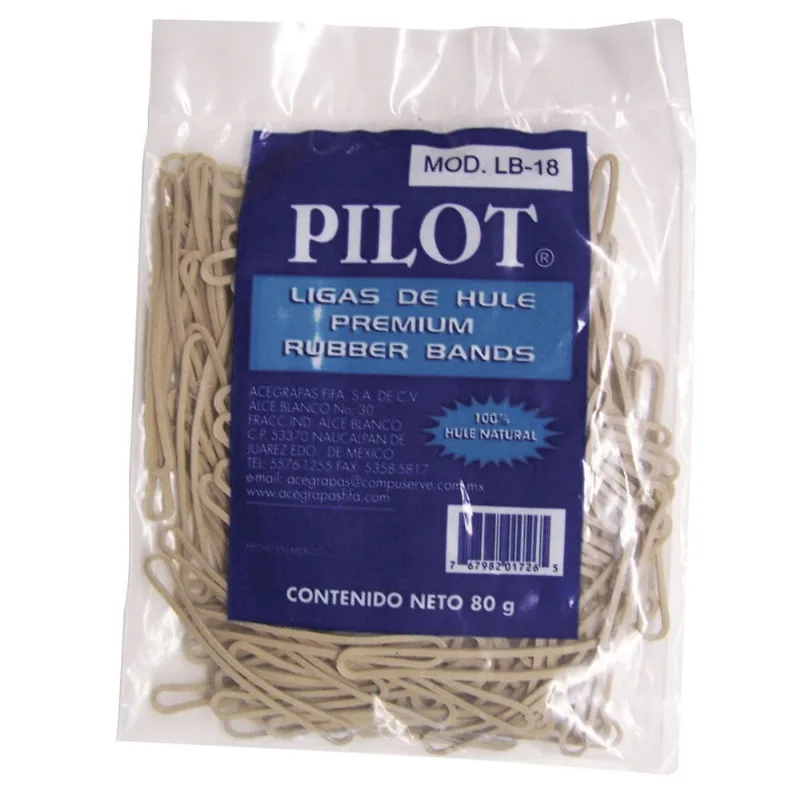 Ligas de Hule | Pilot | Natural | No. 18 | 80 g
