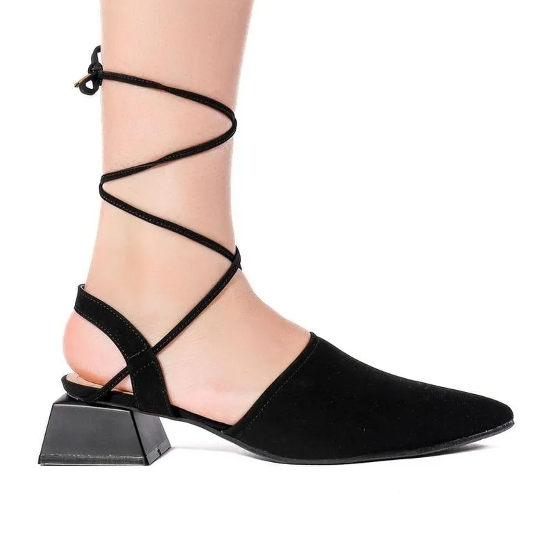 Sapato Feminino Bebecê Salto Geométrico Preto 36
