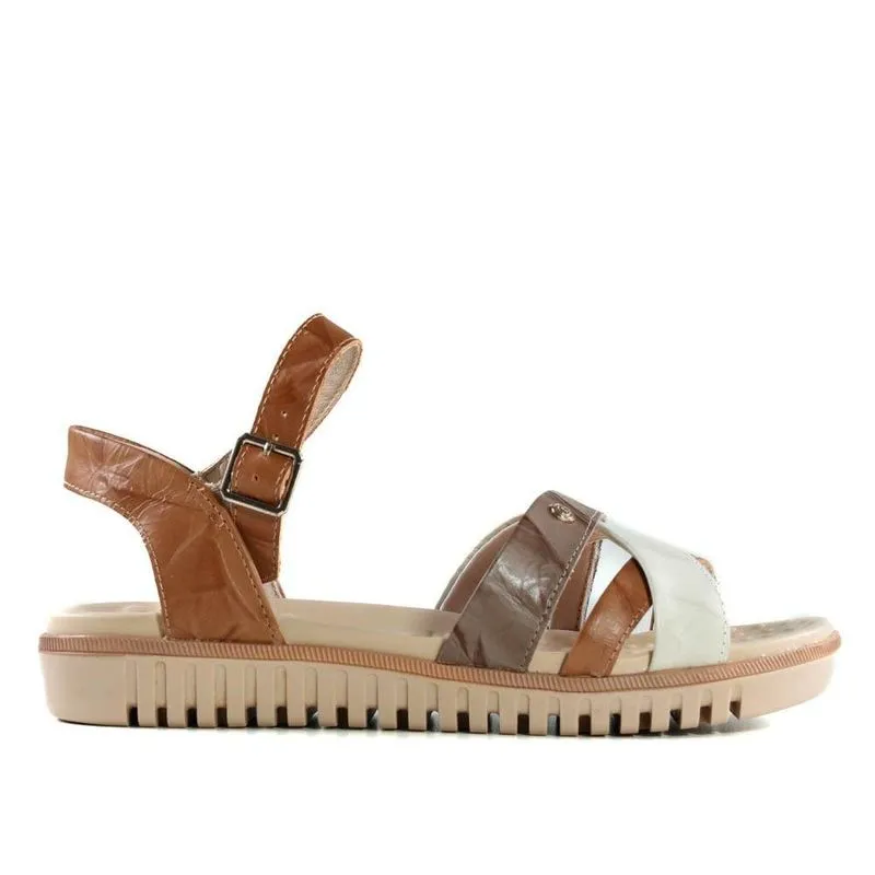 Sandália Feminina Comfortflex 2345402 Creme/Caramelo 40