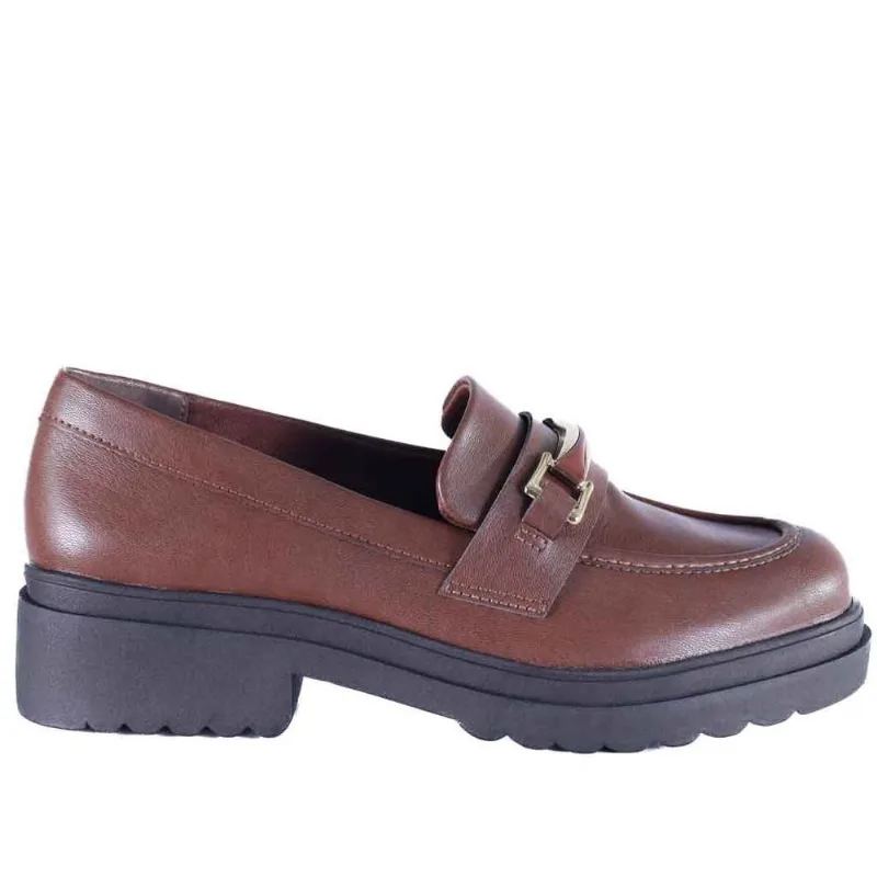 Mocassim Feminino Via Marte Solado Tratorado 246-004 37 / Marrom