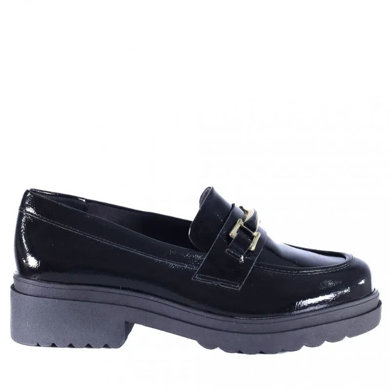 Mocassim Feminino Via Marte Solado Tratorado 246-004 36 / Preto / Cinza