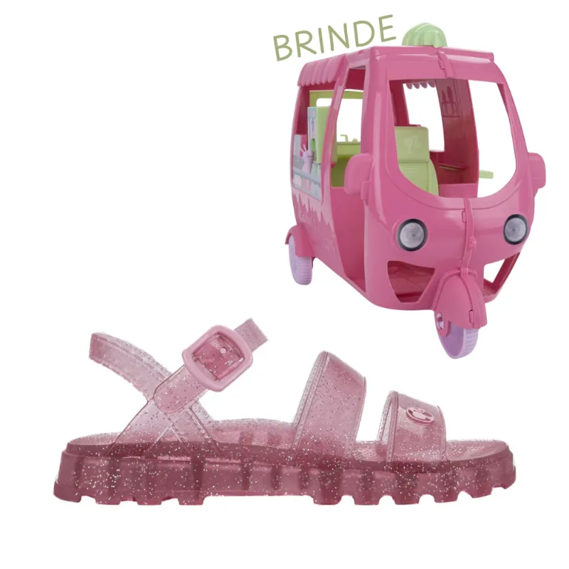 Sandália Infantil Feminina Barbie Sorveteria Grendene 23221 28 / RosaGliter
