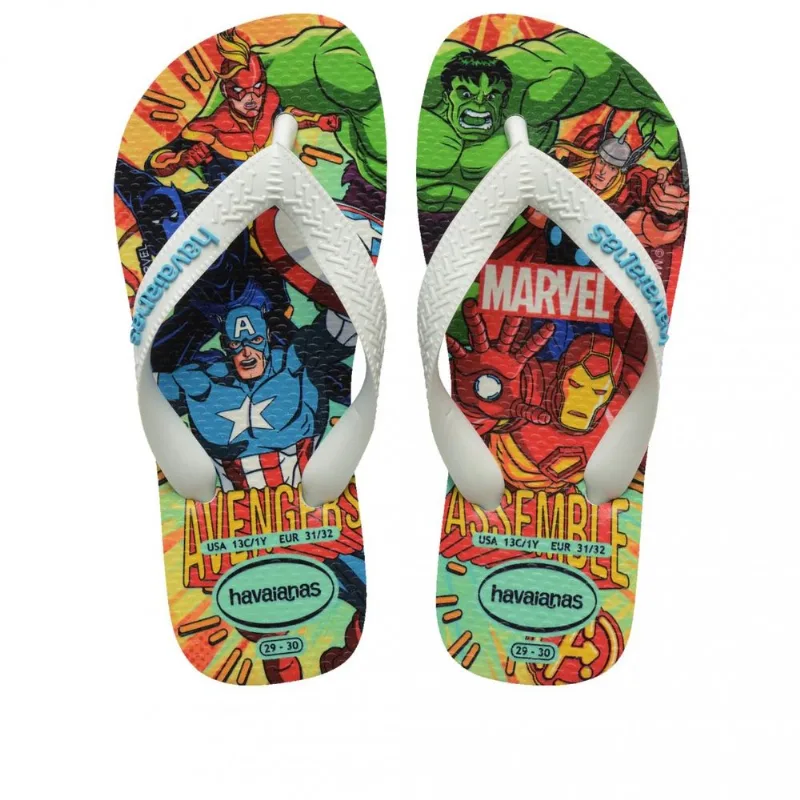 Chinelo Infantil Masculino Havaianas Top Marvel 29/30 / Branco