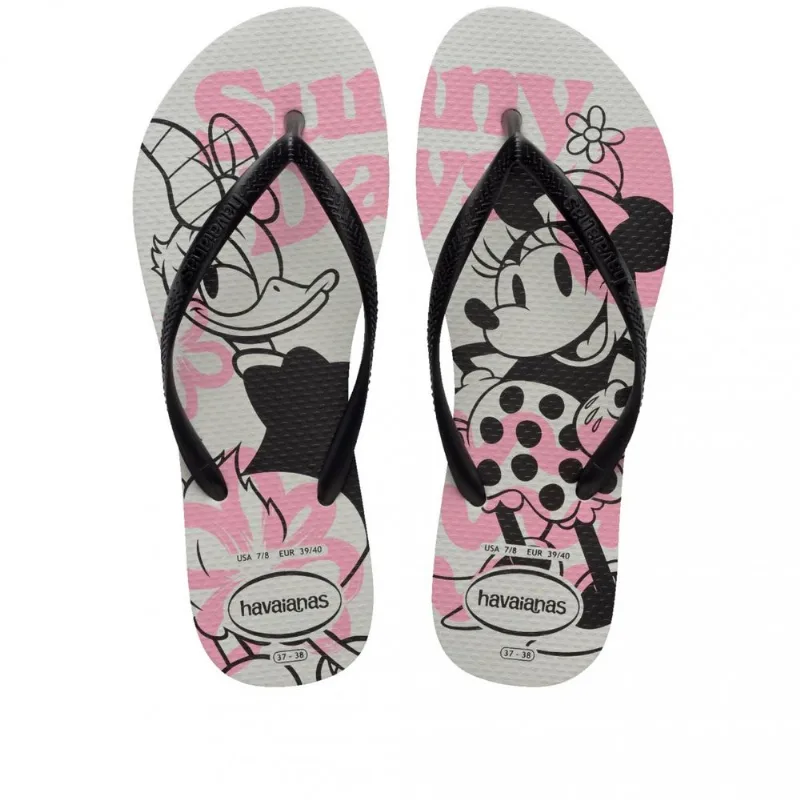 Chinelo Infantil Feminino Havaianas Slim Disney 37/38 / Branco