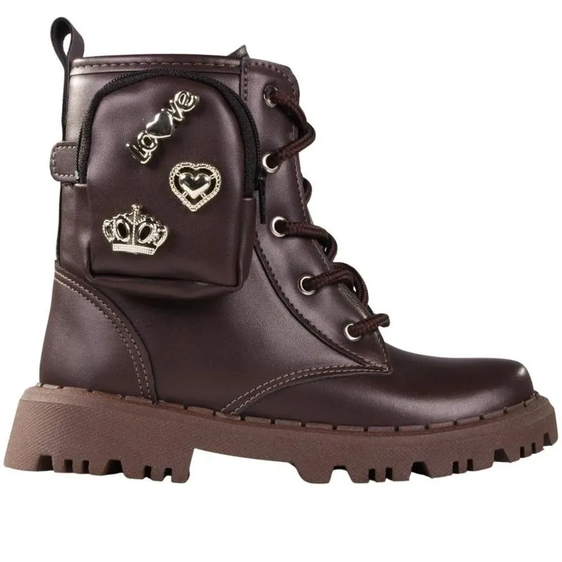 Bota Infantil Feminina Coturno Bag Nilqi 1650.21.60 Marrom 30