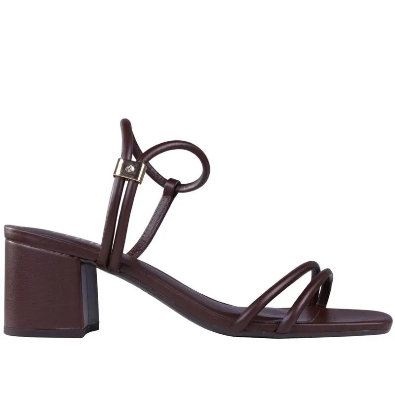Sandália Feminina com Salto Bloco Zariff 436013 Marrom 35