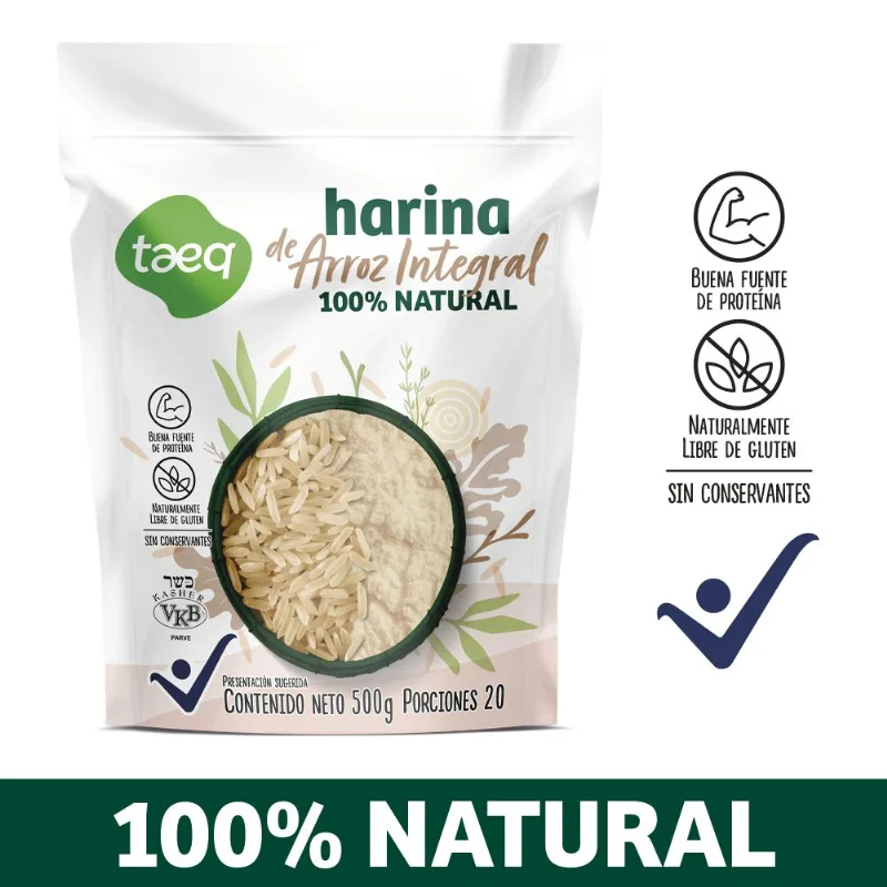 Harina TAEQ de arroz integral 100% natural (500 gr)