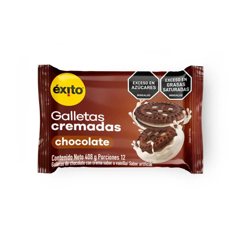 Galletas EXITO MARCA PROPIA cremadas sabor a chocolate (408 gr)