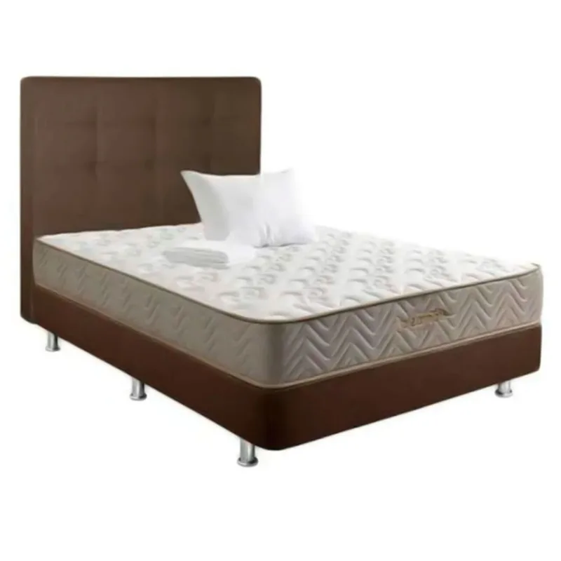 Combo Sigma 140x190 Más Basecama Tipo Cuero Negro Más Dos Almohadas Más Protector De Colchón