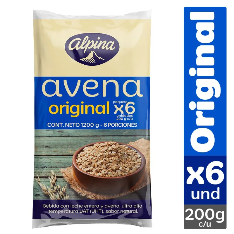 BEB CON LECHE Y AVENA SIXPACK ALPINA 1200 ml