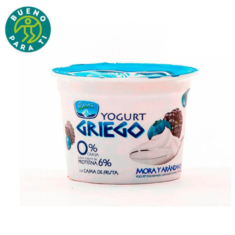 YOGURT GRIEGO ARANDANOS VASO ALPINA 141 ml Yogurt Griego Alpina Mora y Arandanos x 150 gr