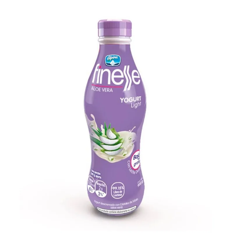 Finesse Yogurt Deslactosado Botella Trozos Cristales De Sabila 950 Gr