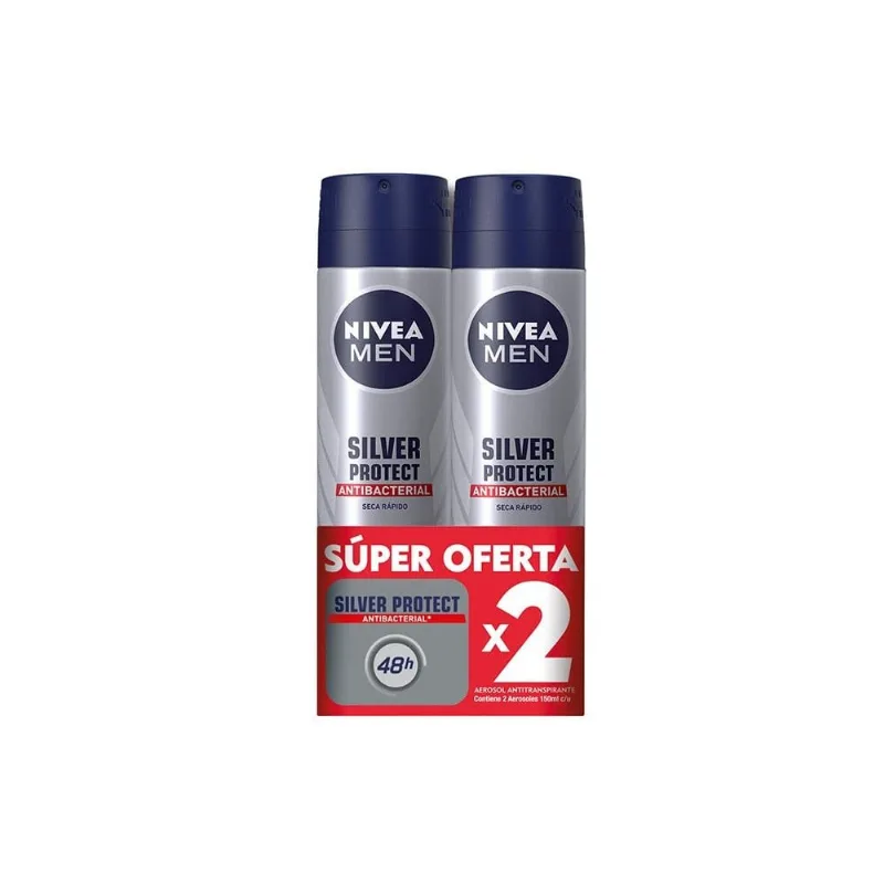 Oferta 2 Desodorantes Nivea Men Silver Protect 300 Ml