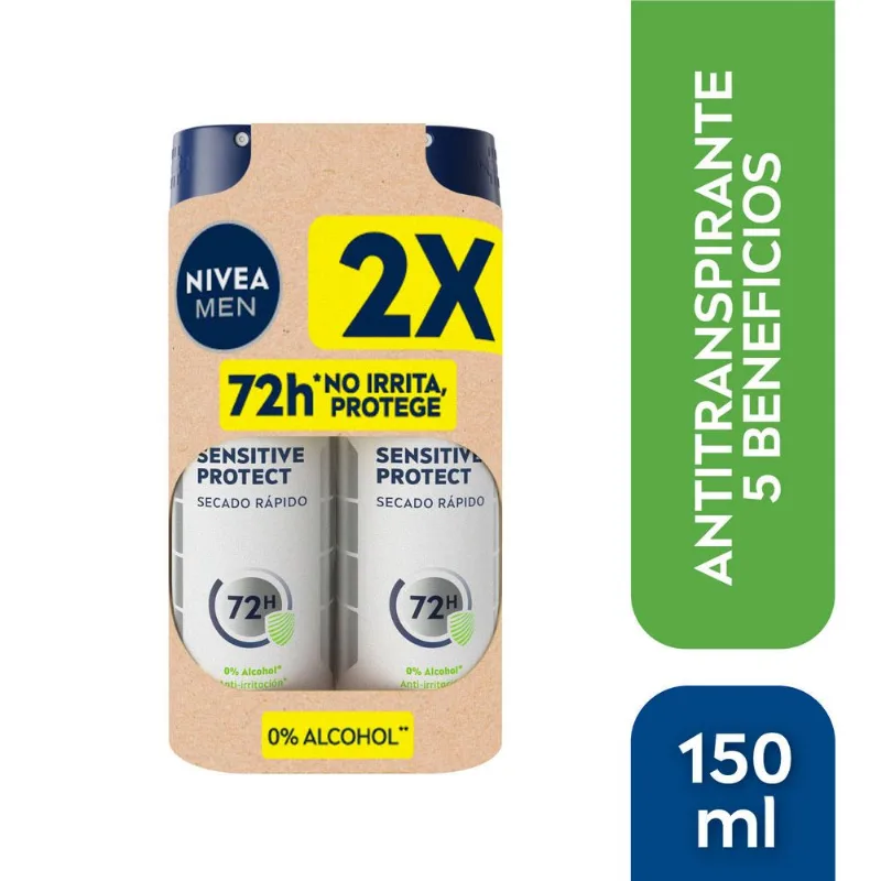 Pack 2 un. Desodorante Spray Nivea Men Sensitive Protect 150 ml