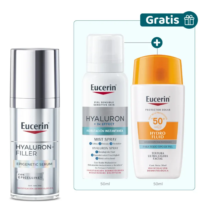 Kit Epigenetic Serum 30 ml GRATIS Protector Solar Hydrofluid SPF+50 50 ml + Mist Spray Ácido Hialurónico 50 ml - Eucerin Kit