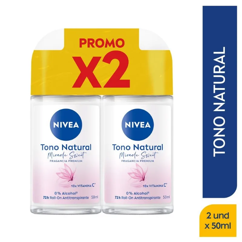 Oferta Antitranspirante Nivea Tono Natural Roll-on 2 Unds con 50 Ml C/u