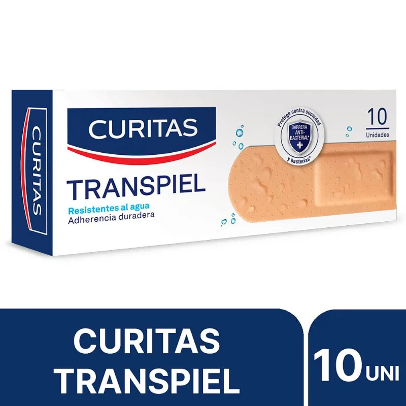 Apósitos adhesivos Curitas transpiel resistentes al agua x 10 uni