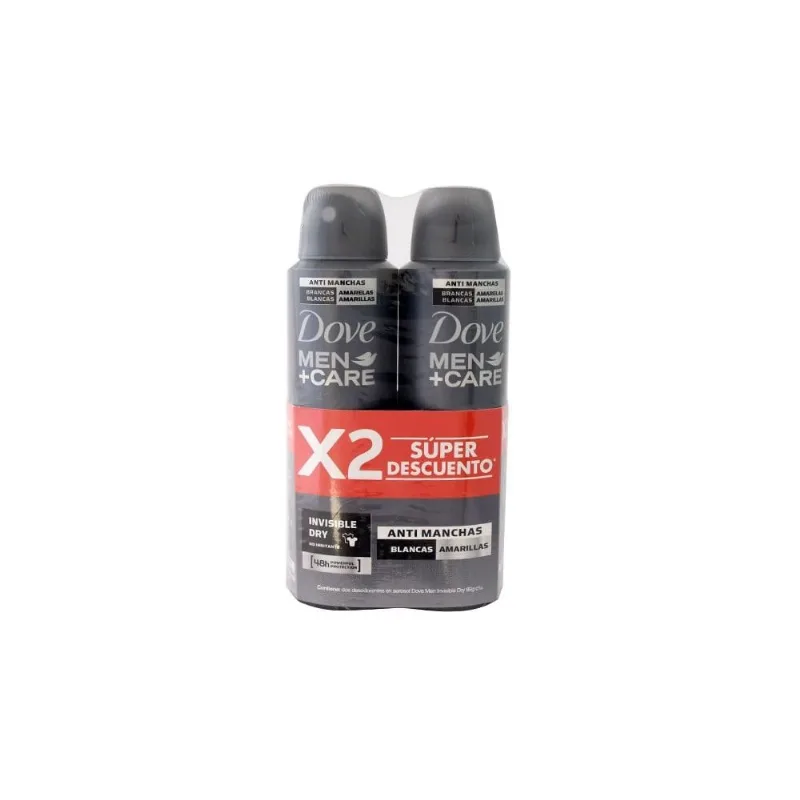 Desodorante Dove Men + Care Antimanchas Empaque con 2 Aerosoles