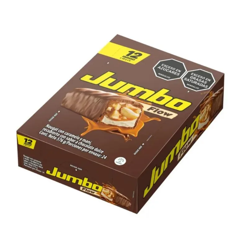Jumbo Flow Barra Con Caramelo Y Mani Cubierta Display 576Gr