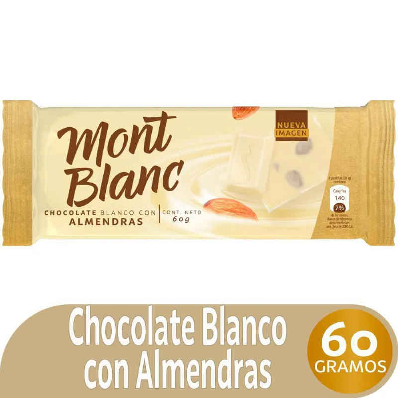 Chocolate Blanco Con Almendras MONTBLANC 60 gr