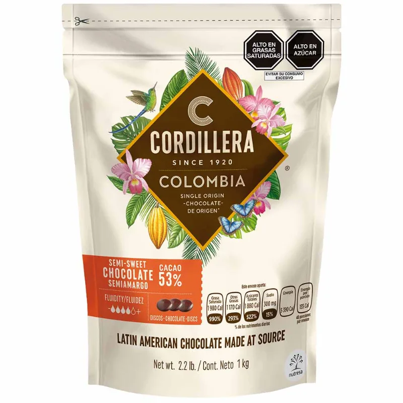 Cobertura de Chocolate 53% CORDILLERA Doypack 1Kg