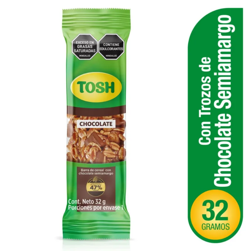 Barra de cereal TOSH con trozos de chocolate semiamargo (384 gr)
