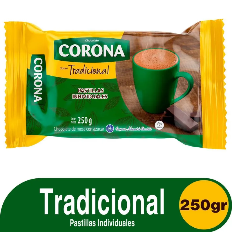 Chocolate C/Azucar Pastilla CORONA 250 gr