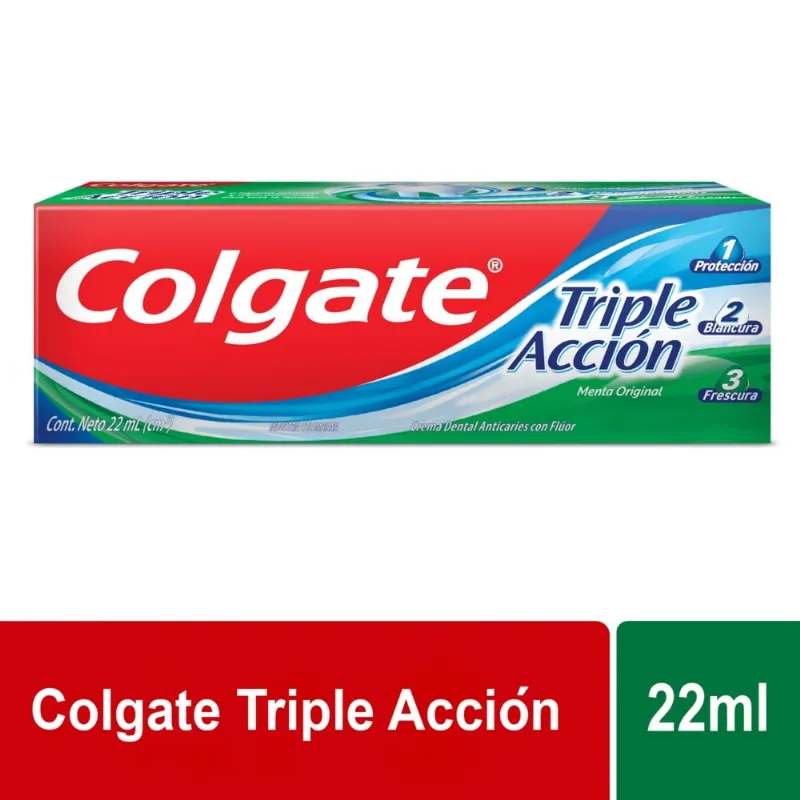 Crema Dental Colgate Triple Acción Sabor Menta 22 Ml