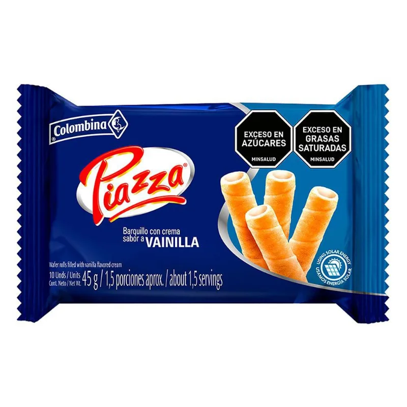 Barquillos PIAZZA con crema sabor vainilla (45 gr)